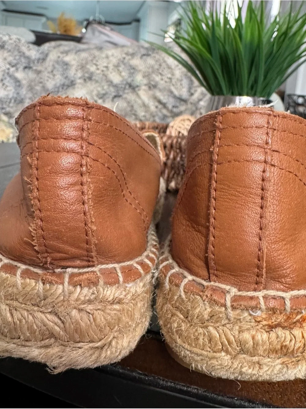 Soludos Tan Leather Espadrille Slip-Ons